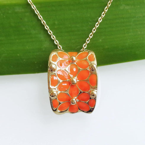 Navachi 18k Gold Plated Square Rainbow Enamel Pendant Necklace 16"+2"...