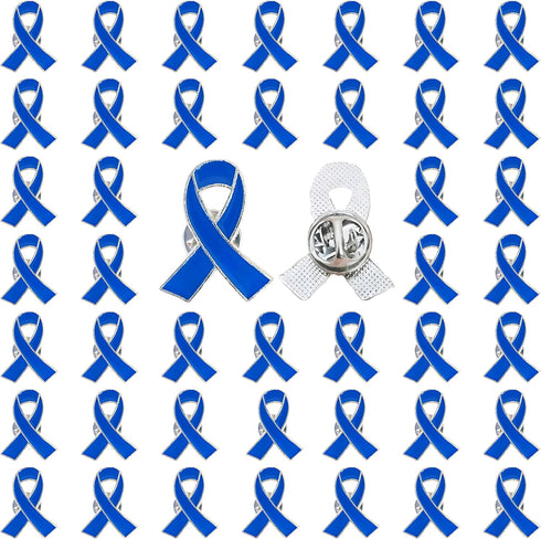 50Pcs Blue Ribbon Pins Blue Awareness Pin Brooch for Prostate Cancer,Colon Cancer,Thyroid Disease,Marine Environmental Protection Awareness...