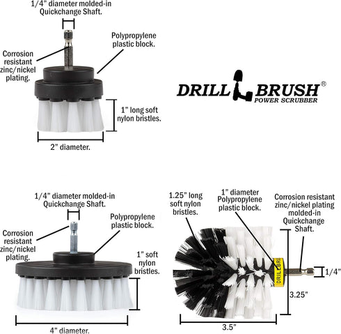 Drillbrush Drill Brush Power Scrubber by Useful Products 3 Piece Drill Brush Cleaning Tool Attachment Kit for Cleaning Furniture, Carpet, Chairs, ...