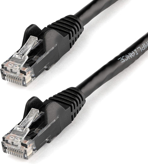 StarTech.com 2ft CAT6 Ethernet Cable - Black CAT 6 Gigabit Ethernet Wire -650MHz 100W PoE RJ45 UTP Network/Patch Cord Snagless w/Strain Relief Flu...