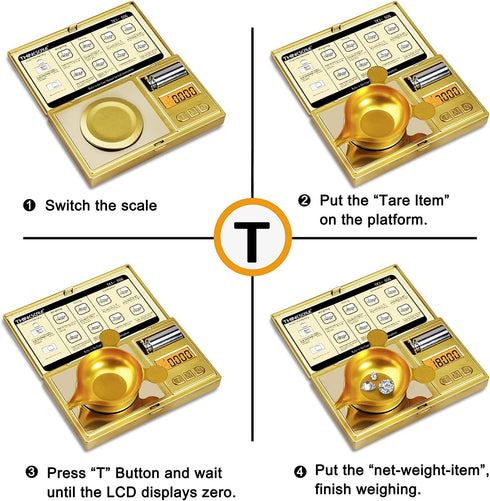 THINKSCALE 50g/0.001g Digital Milligram Scale, Gold Mg Scale with 50g Calibration Weight, Powder Scale for Reloading, Micro Gram Scale, Miligram S...