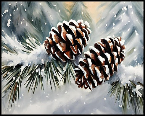 Posterizer 1 pcs-pinecones in snowey winter nature 2-Landscape & Nature Art-GIft for Men Women Teens-Living Room Bedroom Decor- unframed wall art...
