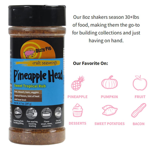 Dizzy Pig Pineapple Head Savory Sweet Tropical Seasoning Rub (8oz Shaker)...