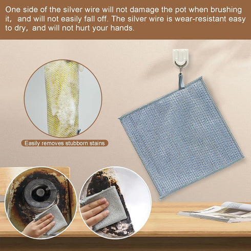 2024 NEW Dish Wash Cloths, Metal Dish Cloth, Non Scratch Wire Dish, Steel Cloth for Dishes, Suitable for Dishes, Sinks, Stoves, Handi Wipes Reusab...