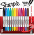 SHARPIE Brush Twin Permanent Markers, Brush Tip Marker and Ultra Fine Tip Marker, Assorted, 12 Count...