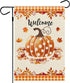 Leaves Fall Garden Flag?Welcome Pumpkin Fall Flag 12X18inch?Double Faced Linen Material ?Outdoor Fall Decor?Farmhouse Welcome Banner Pumpkin Decor...