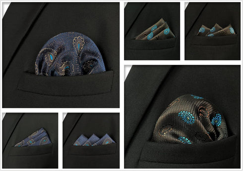 SHLAX&WING 5 Pieces Assorted Mens Silk Pocket Square Handkerchiefs Set 71...