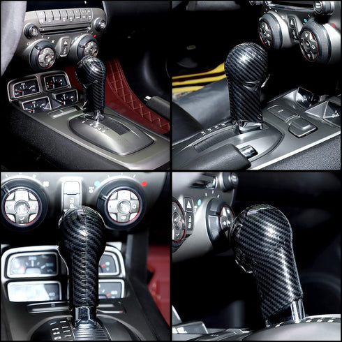 JeCar 2PCS Gear Shift Knob Cover Trim Sticker for 2010-2015 Chevrolet Camaro (Carbon Fiber Look)...