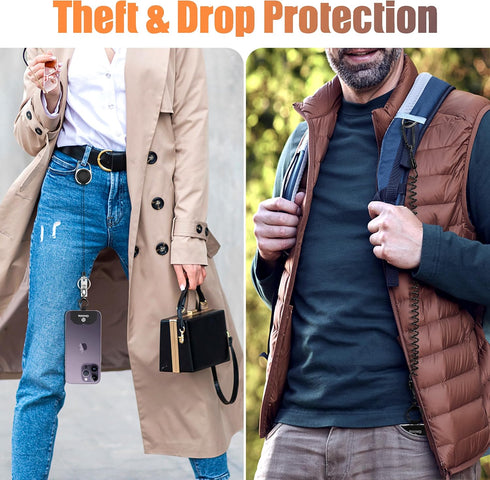Ominia Retractable Phone Tether Lanyard: Anti-Theft Retractable Phone Lanyard with Universal Phone Tether Cord Wrist & Finger Lanyard Phone Tether...