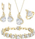 EVER FAITH Wedding Jewelry Set for Bride Bridesmaid, Glamour Teardrop Cubic Zirconia Pendant Necklace Earrings Tennis Bracelet Open Ring Sets for ...