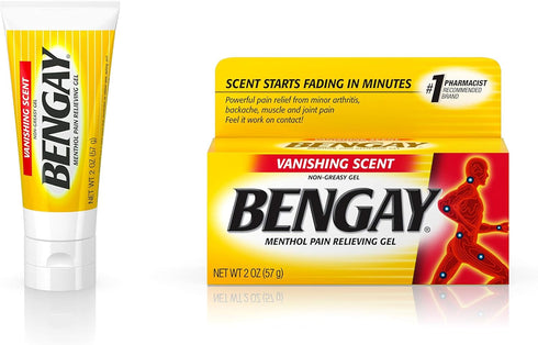 Vanishing Scent Bengay Pain Relief Gel, Non-Greasy Topical Pain Reliever with Cooling Menthol, 2 oz...