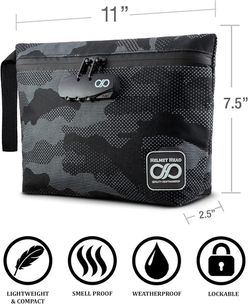 HELMET HEAD Smell Proof Bag with Lock, Secure Lock Bag for Roomy Odor Proof Storage, Premium Military Spec Fabric Smell Proof Bags with Durable Zi...