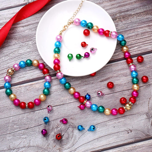 700PCS Christmas Beads Charms for Jewelry Making, Assorted Red Green Beads with Crystal Beads, Spacer Beads, Jingle Bells and Xmas Charms for Brac...
