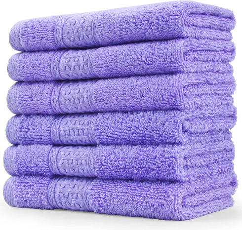Cleanbear Wash Cloths Cotton Facecloths, Large Face Cloths 6 Ultra-Soft Washcloths for Bathroom and Guestroom, Fade-Resistant Face Towels 13 by 13...