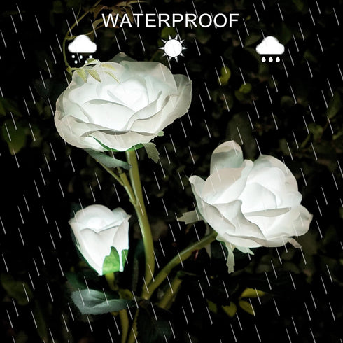 Solar Rose Garden Lights, 2 Pack Realistic Solar Flower Lights, Waterproof LED Decorative Stake Landscape Lights for Patio Pathway Grave Cemetery ...