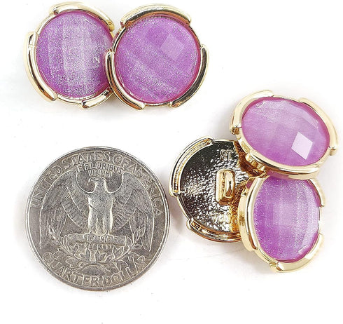 Beveled Cut Purple Glass Gap Edges Sewing Shank Buttons 20 Pcs - 18mm, 23/32"...