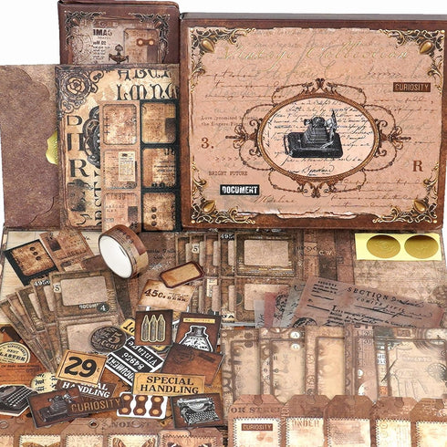 Funto Scrapbooking Kit, The Love Poems Series - Vintage Items, Ideal Gift Box Packaging, Perfect for Bullet Scrapbooking Materials, Planner DIY Cr...