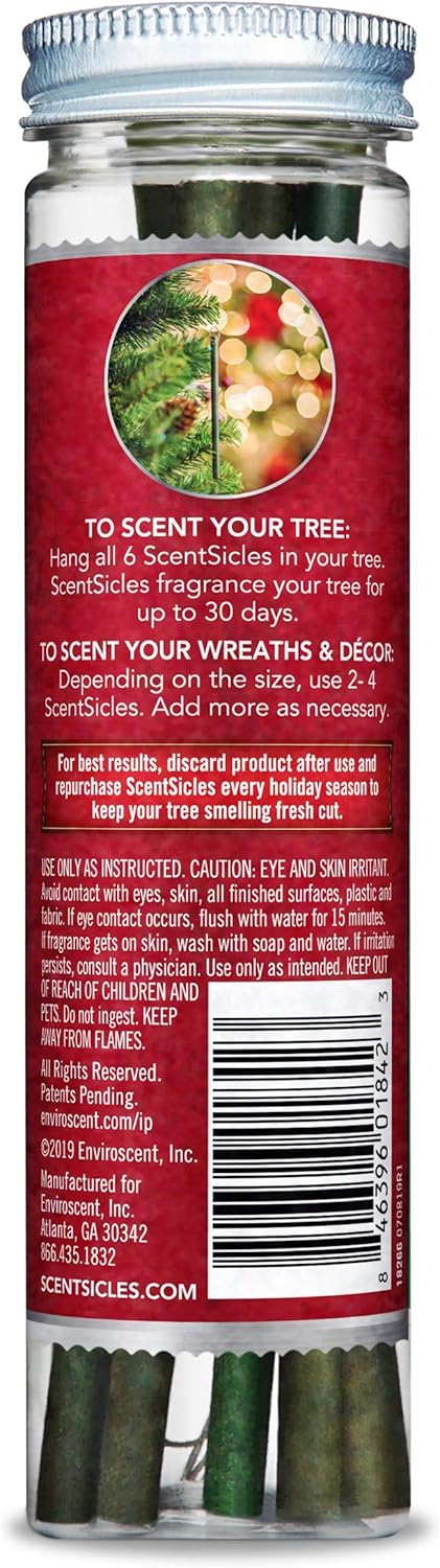 Scentsicles Christmas Berry Scented Christmas Ornaments with Hooks - 1 Bottle (6 Sticks Total)...