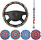 6 Piece Mandala Car Accessories Set Include Boho Steering Wheel Cover Absorbent Mandala Ceramic Coasters Handmade Crystal Window Car Hanging Ornam...