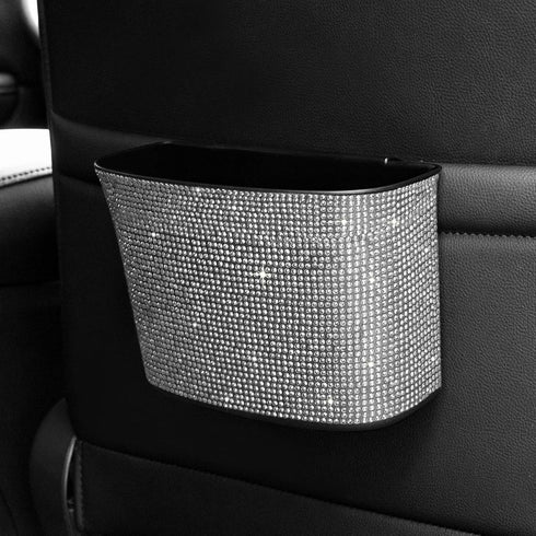 eing Car Trash Can Bling Crystal Auto Storage Pockets,100% Leak Proof Car Trash Container Bin Car Garbage Bag Hanging for Backside/Gearshift/Cente...