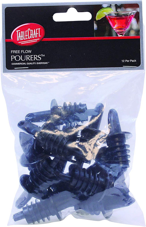 Tablecraft Free Flow Pourers, 2.5 x 1.25 Inch, 12 Count, Black...