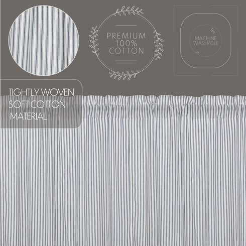 VHC Brands Sawyer Mill Blue Valance Curtain Lined Farmhouse Stripe for Kitchen or Dining Room Windows 16x72...