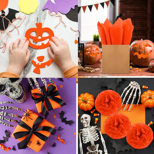 Morcheiong 60 Sheets Orange Tissue Paper Art Gift Wrapping Tissue Paper Bulk Gift Wrapping for DIY Art Craft Floral Birthday Halloween Party Festi...