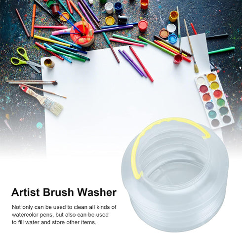 3Pcs Collapsible Paint Brush Washer, Portable Paint Brush Holder Plastic Reusable Samll Collapsible Washing Bucket for Watercolor Painting(M)...