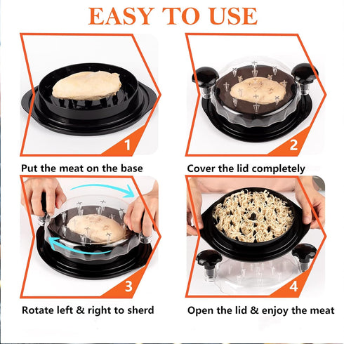 Chicken Shredder (10.8") with Bursh and Handles - Non-Skid Based Chicken Shredding Tool with Transparent Lid - Shred Chicken Tool for Chicken Brea...