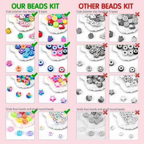 Dowsabel Bracelet Making Kit, Beads for Bracelets Making Pony Beads Polymer Clay Beads Smile Face Beads Letter Beads for Jewelry Making, DIY Arts ...