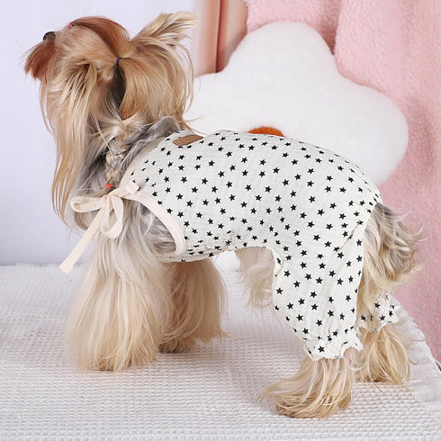 Dog Pajamas Summer Dog Clothes for Small Dogs Girl Boy Star Strap Puppy Onesie Pjs for Doggie Pet Cat Jammies Apparel, Beige, XL...