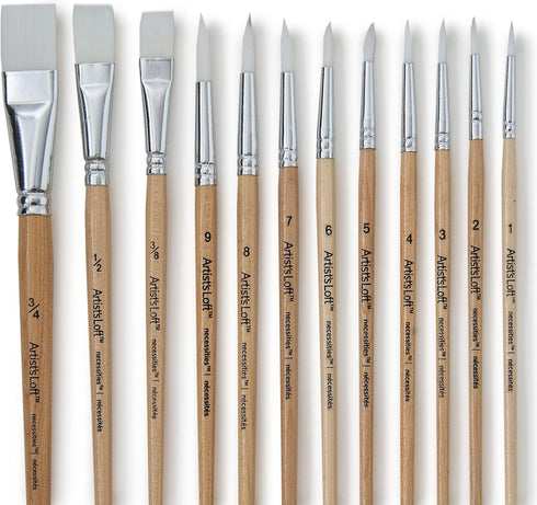White Synthetic Flat & Round Brushes by Artist's Loft® Necessities™...