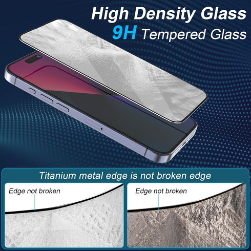 Compatible with iPhone 15 Pro Max Screen Protector,?2PACK? 9H Tempered Glass Film Case Friendly?HD Clear and Pravicy Screen Protector for 15 pro m...