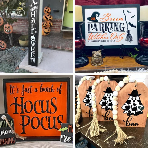 Halloween Stencils for Painting on Wood Door Sign Reusable Large Holiday Stencil for Crafts Canvas Wall Shirts Cookie Drawing Paint Decorating (Ha...