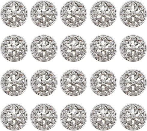 20pcs Clothes Button 25mm Fashion Hollow Flower Alloy Round Shaped Sewing Button for Men Women Blazer Coat Uniform Shirt and Jacket Silver...