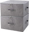 Folding Storage Box with Zip Lid and Handles, Rigid Storage Baskets With Linen Fabric& Plastic Board, Closet Shelf Drawers,Dark Gray, 2 pcs...