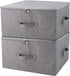 Folding Storage Box with Zip Lid and Handles, Rigid Storage Baskets With Linen Fabric& Plastic Board, Closet Shelf Drawers,Dark Gray, 2 pcs...