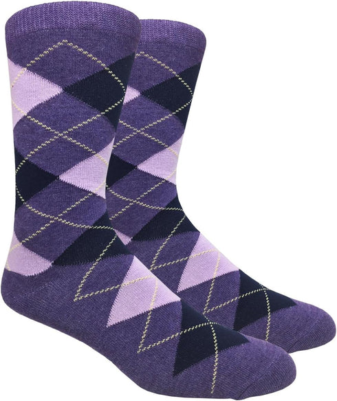 Men's FineFit Arygle Dress Trouser Socks Assorted Colors - You Choose! (Heather Purple)...