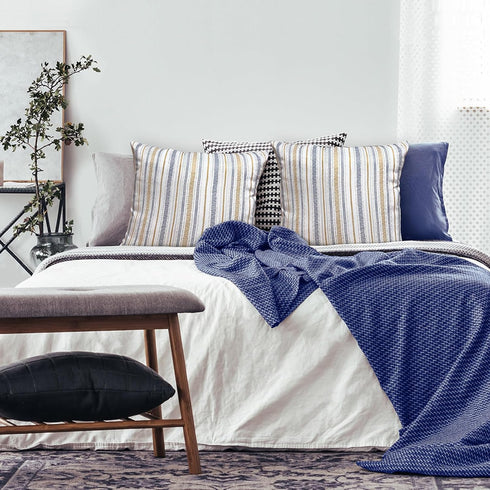 Outdoor Waterproof Throw Pillow Covers 18x18 Inch Set of 2 for Couch Sofa Bed Decorative Spring Farmhouse Blue Yellow Stripe Summer Pillow Case......