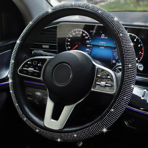 Bling Steering Wheel Cover, Rhinestones Steering Wheel Cover Crystal Diamond for Women, Sparkling Car Wheel Protector Universal Fit 14-15 inches -...