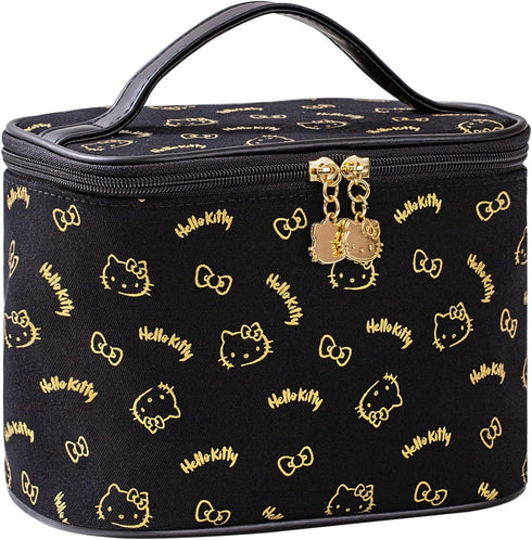 Large Cosmetic Bags Travel Makeup bag Brush Holder Zipper Organizer Storage Bag with Handle Brush for Women (Black-A)...