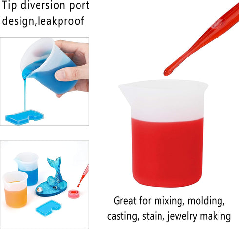 Gartful 9PCS Silicone Mixing Cups Set, Resin Casting Tool Kit, DIY Craft Set for Epoxy, 1pcs 700ml Oversize Measuring Cup, 1pcs 250ml Large and 3p...