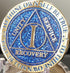 1 Year AA Medallion Reflex Blue Glitter Gold Plated Color Chip...