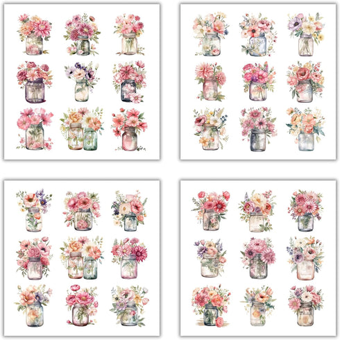 162 Pcs Mason Jar Four Seasons Sticker Book for Journaling Notebooks, Sketchbook, Bookmark Making, Junk Journal, Budget Planner, Scrapbook Art Sup...