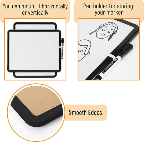 Mr. Pen- Dry Erase Board, 14” X 11” with a Black Dry Erase Marker, Black Frame, Small White Board, Small Dry Erase Board for Fridge, Dry Erase Boa...