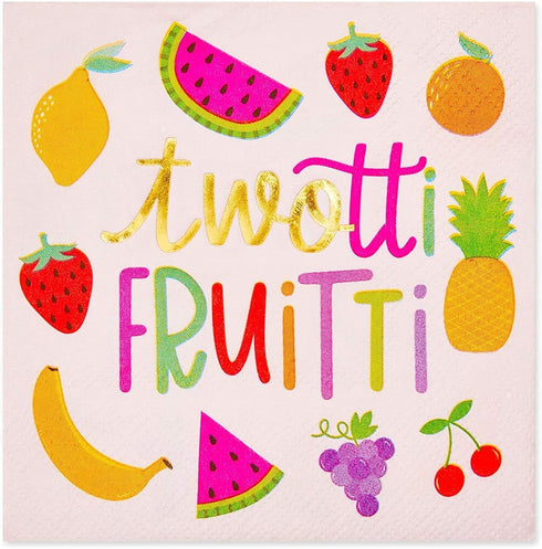 Sparkle and Bash Twotti Fruity Birthday Decorations Paper Cocktail Napkins, 50-Pack - 5 x 5 in Folded, Pink 2-Ply - Absorbent Napkins...