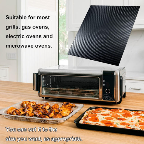 SP101 Fryer Oven Liners, 4 Pack Black 12"x12" Heat Resistant, Non-Stick Baking Mats Compatible with Ninja Foodi Air, Reusable Toaster Oven Accesso...