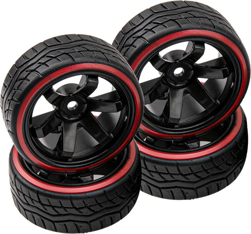 Hard Plastic Wheel Rims & Plastic Tires 12mm Hex Compatible with Traxxas HSP Tamiya Kyosho Himoto 1/10 RC Drift Car (Style 2)...