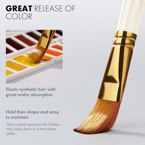 ARTIFY 15 Pieces Paint Brush Set, Intermediate Series, Includes Pop-Up Carrying Case with Palette Knife and 2 Sponges, for Acrylic, Oil, Watercolo...