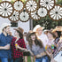 Outus 9 Pcs Wagon Wheel Decorations Paper Fans Wooden Wagon Wheels Wall Decor Western Hanging Paper Fans for Wild West Western Cowboy Themed Class...